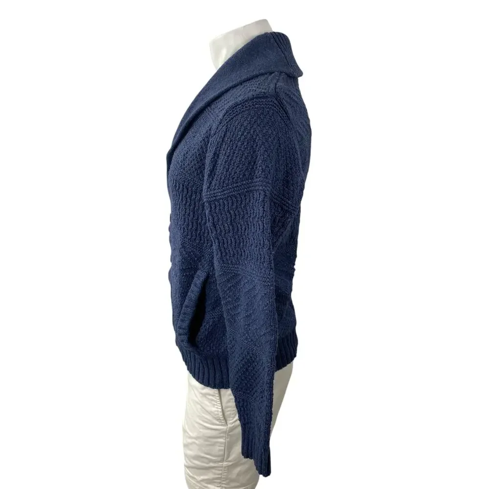 Goodfellow Men's Blue Cable Knit Long Sleeve Button Down Cardigan Sweater Top M